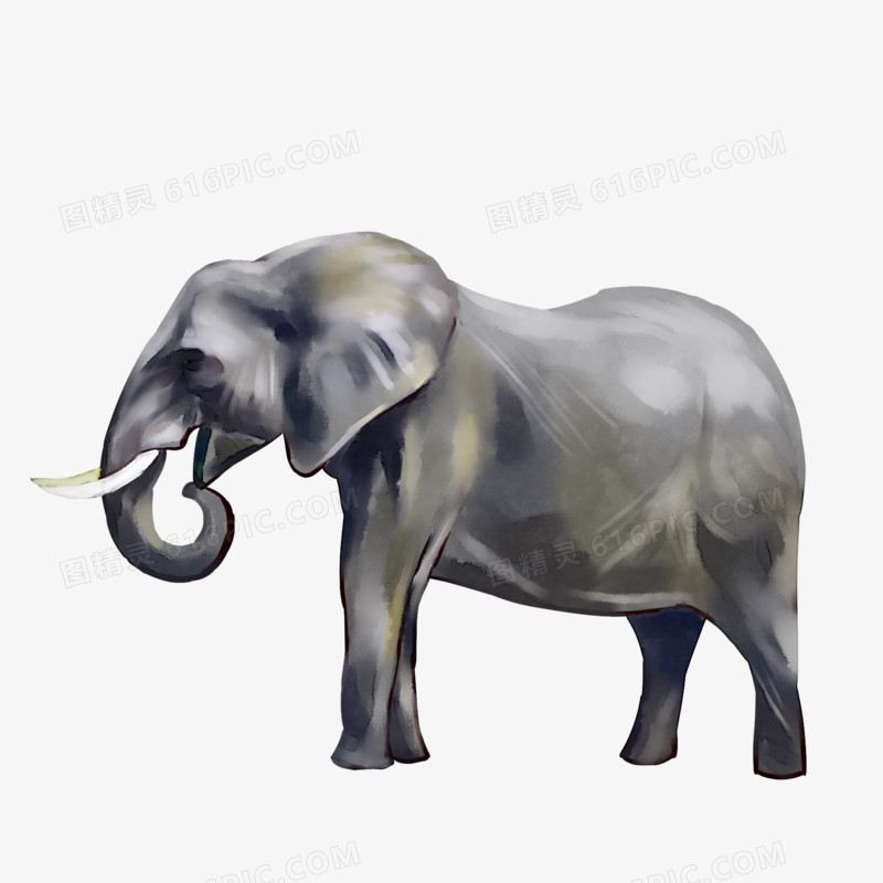 手绘水彩大象素材