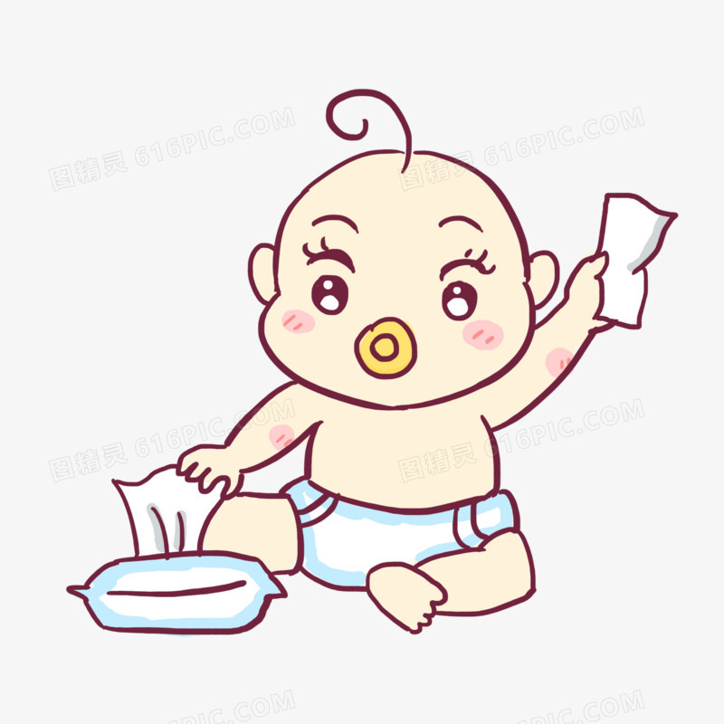 人口日婴儿纸巾手绘卡通元素