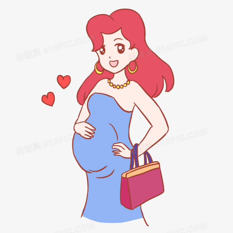 人口日时尚孕妇手绘卡通元素
