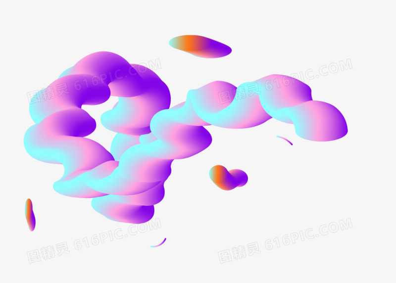 流体渐变毛毛虫棉花糖形状装饰图案