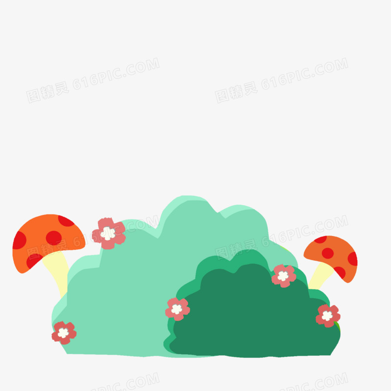 卡通草丛免抠元素