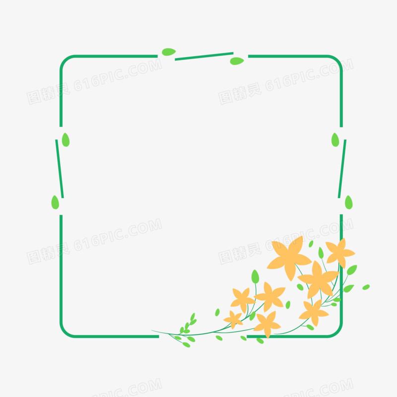 夏季花草方形边框