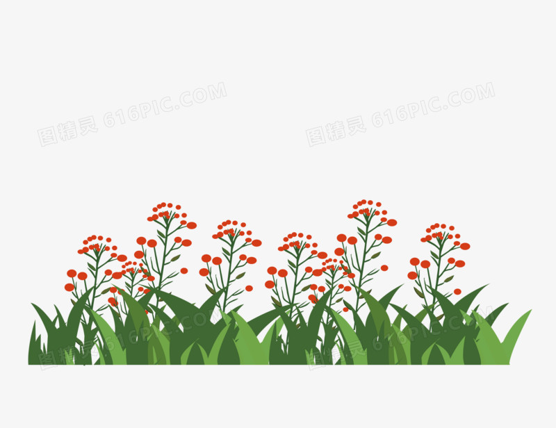 手绘草丛里的小花素材图标元素