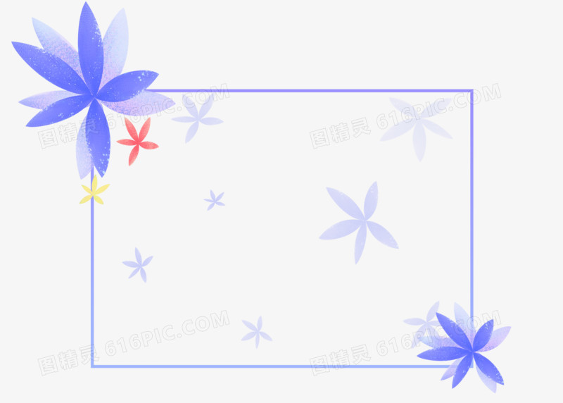 七夕情人节手绘蓝紫色花图案边框装饰