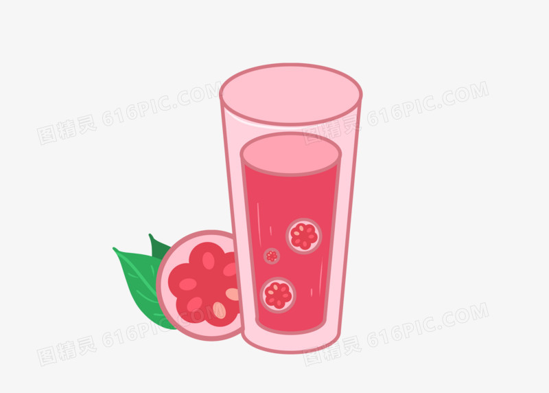 清新简约夏季饮品石榴汁手绘插画