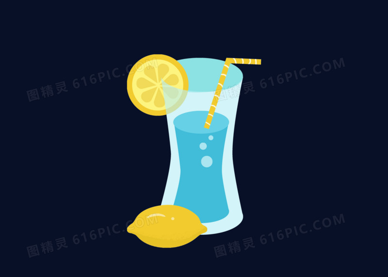 清新简约夏季饮品果汁手绘插画