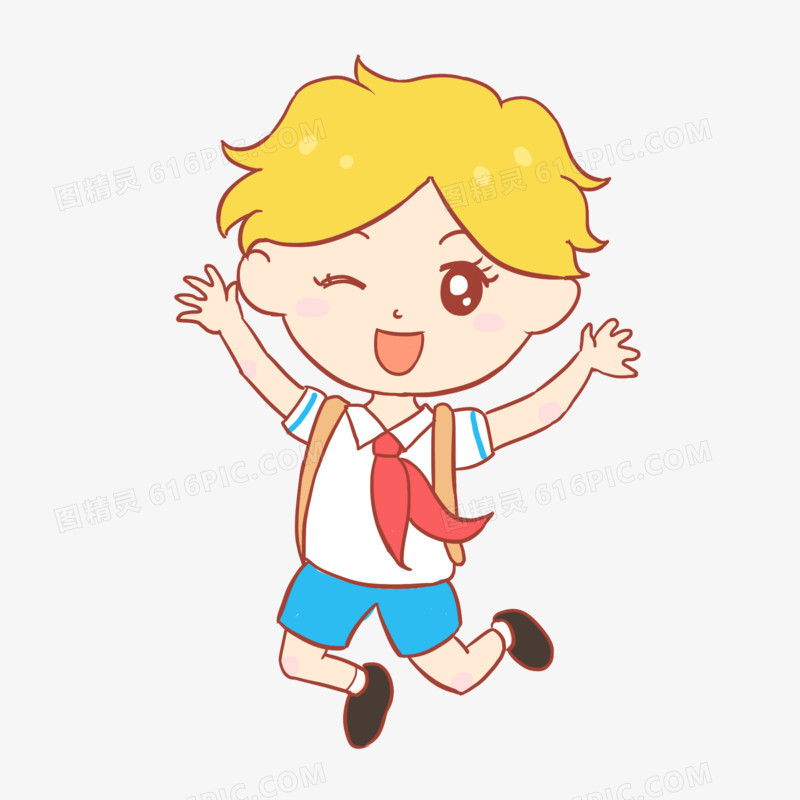 少年学生少先队员手绘卡通元素