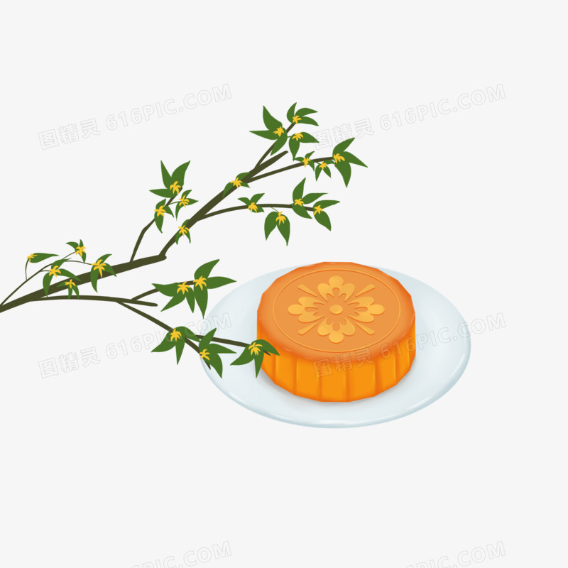 中秋节桂树月饼元素