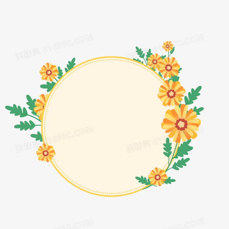 菊花植物边框文本框
