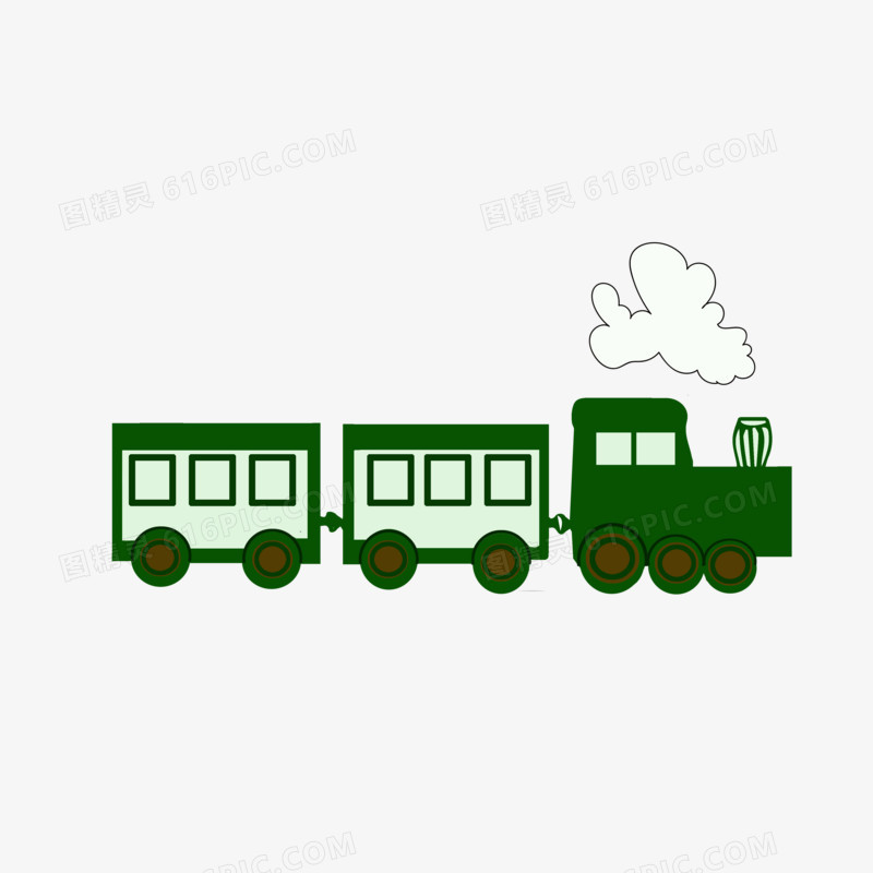 儿童玩具绿皮火车手绘