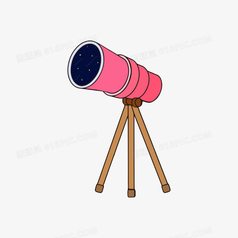 卡通粉色望远镜手绘素材