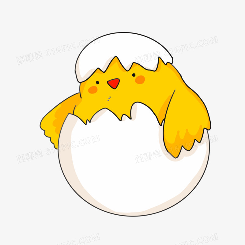 卡通小鸡破壳边框元素