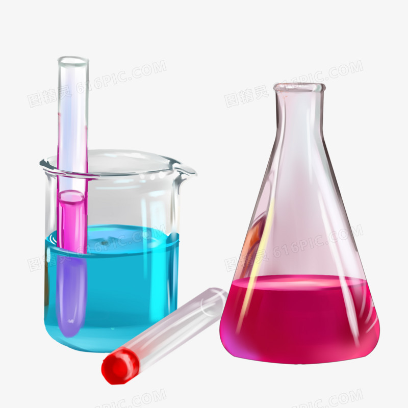 手绘化学实验结合试管素材