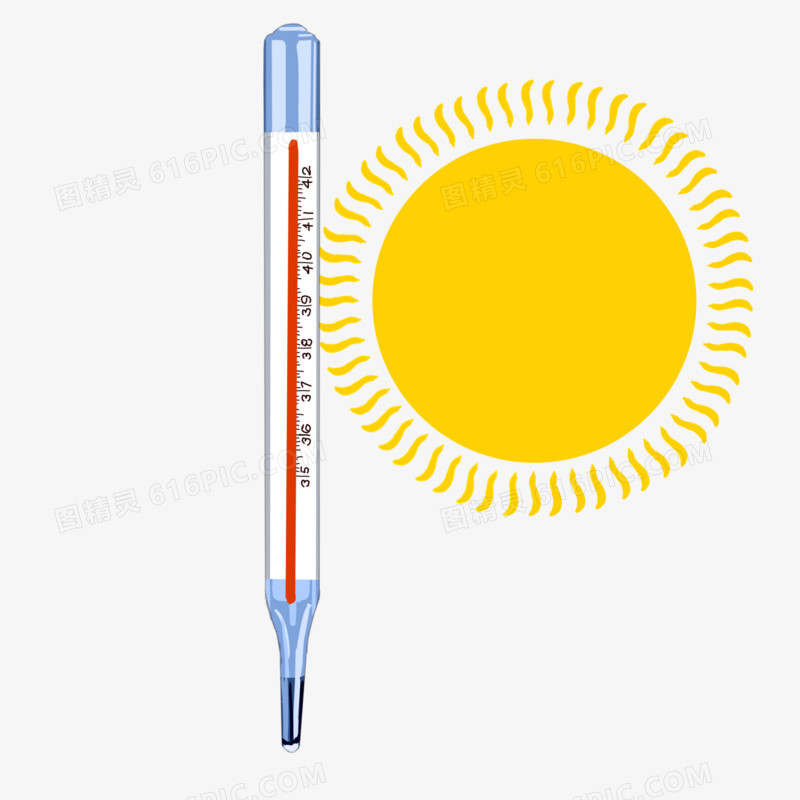 手绘夏日温度预测计元素