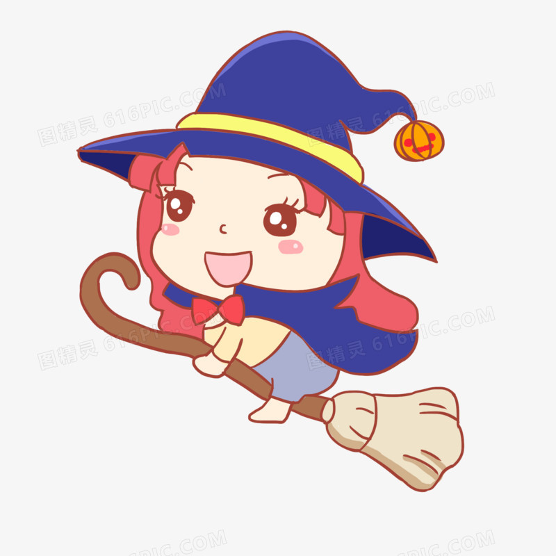 万圣节巫女手绘卡通元素