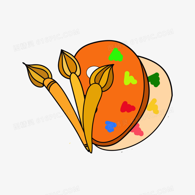 卡通手绘水彩笔颜料盘素材