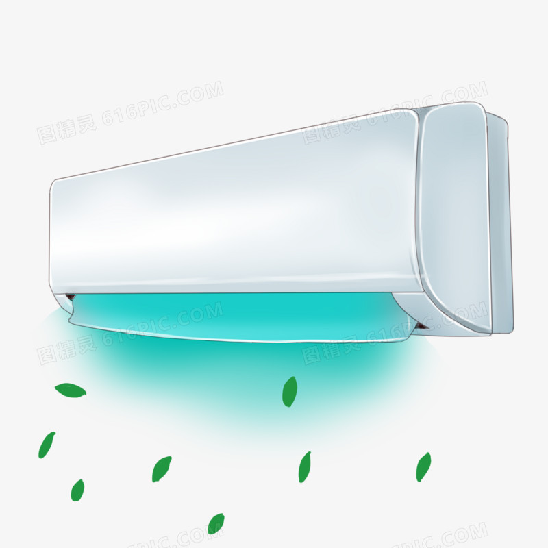 手绘夏日空调绿色元素