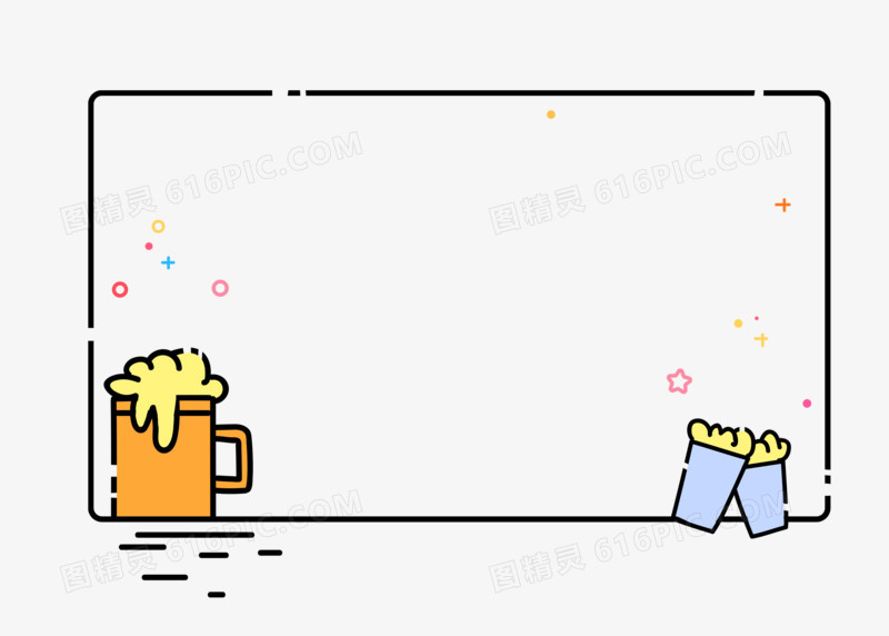 手绘MBE夏天啤酒饮料边框