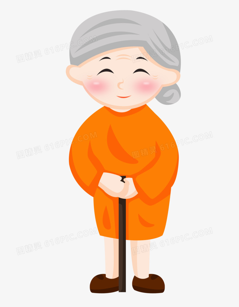 重阳节之手绘卡通年迈的老奶奶形象