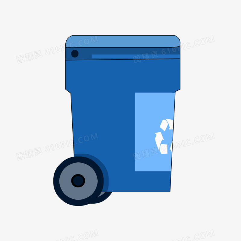 手绘卡通环保蓝色垃圾桶