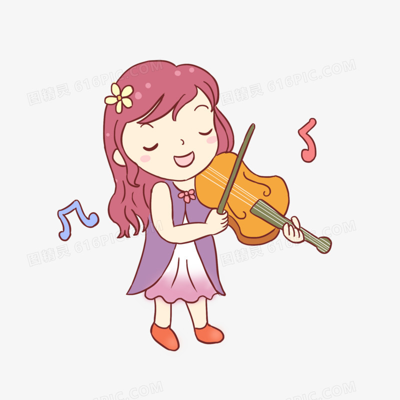 暑假小提琴训练班音乐节手绘卡通元素