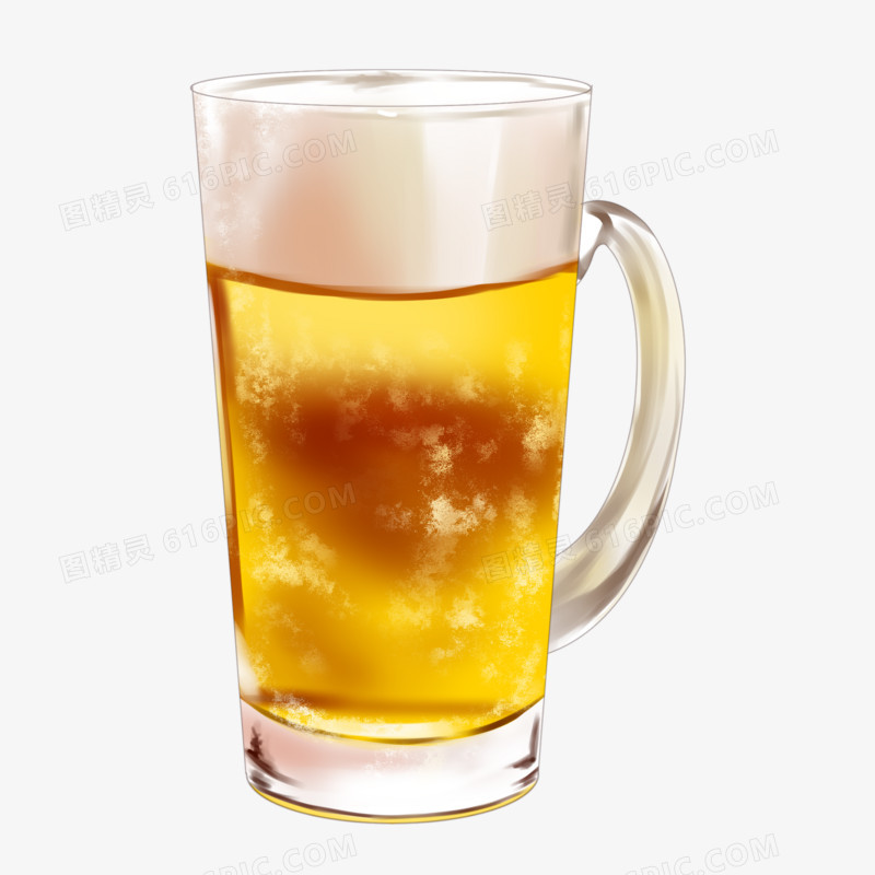 手绘写实啤酒凉快素材