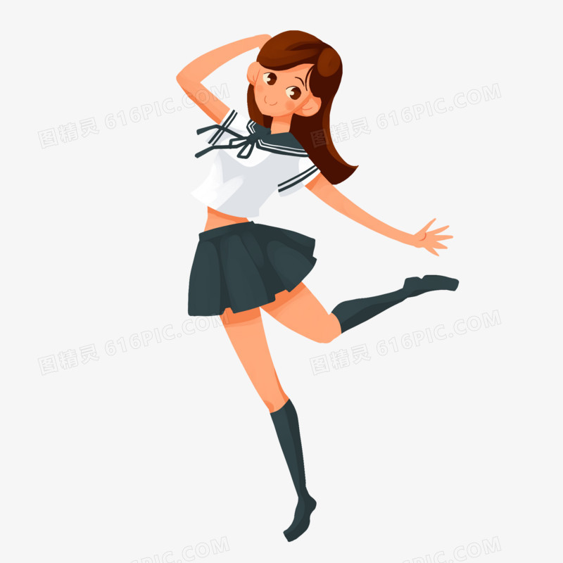 手绘暑假培训跳舞女生学生