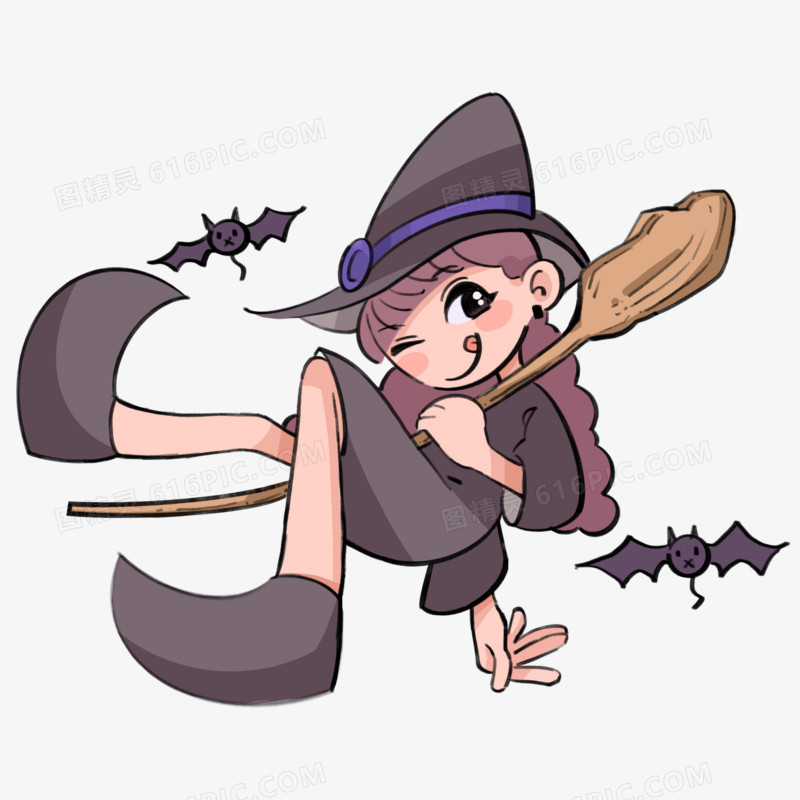 卡通万圣节女巫可爱元素