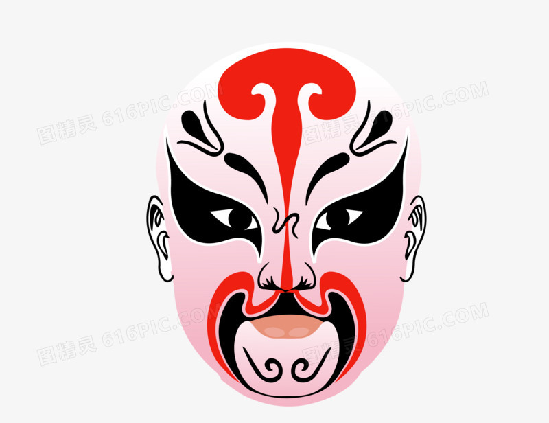 手绘京剧面具元素矢量图
