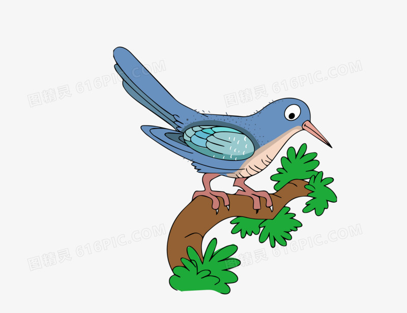 手绘蓝色小鸟矢量图素材插画