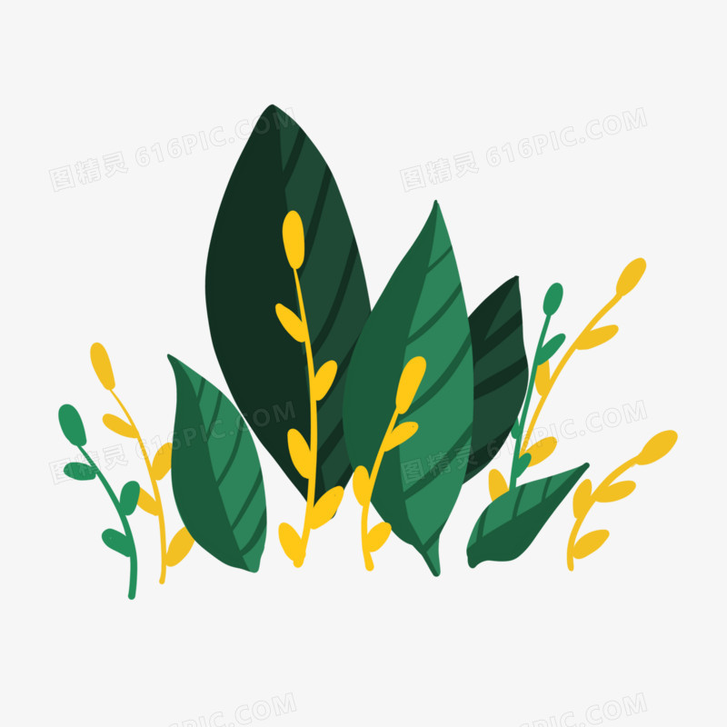 卡通绿色植物树枝免抠元素