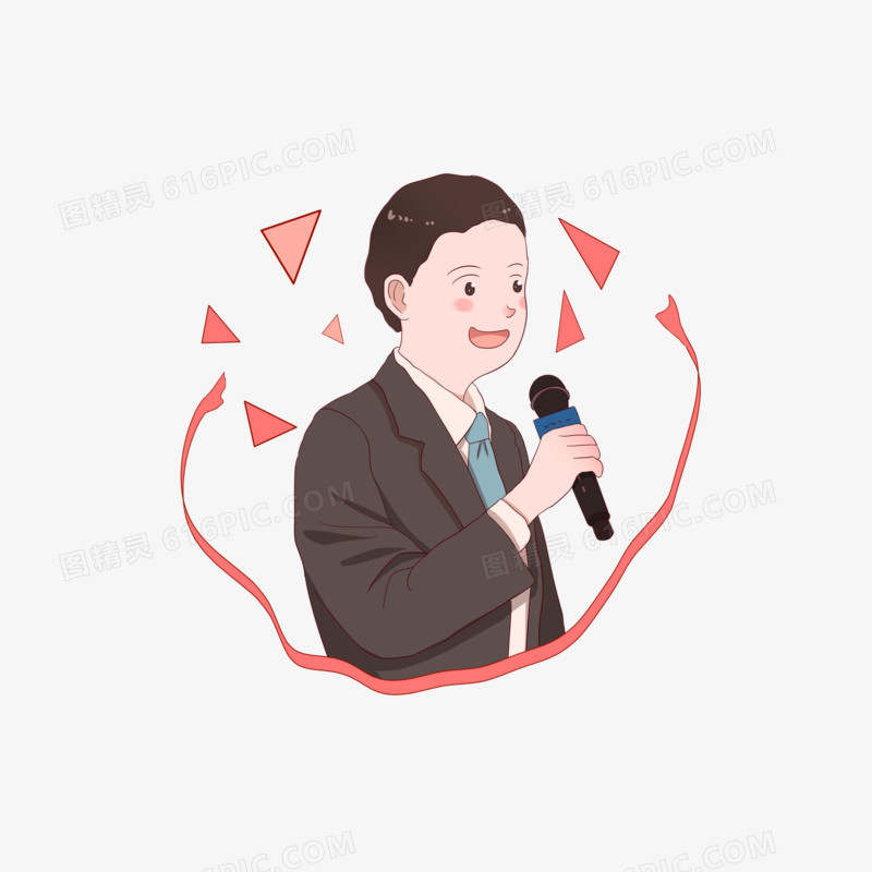 手绘卡通中国记者日之记者采访