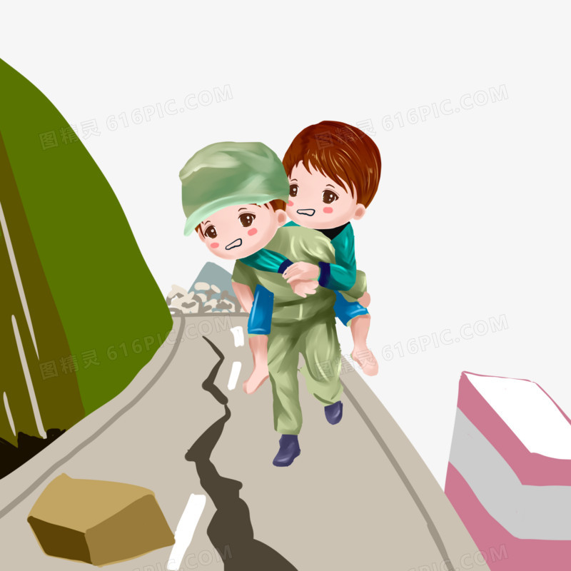 手绘抗震救灾素材