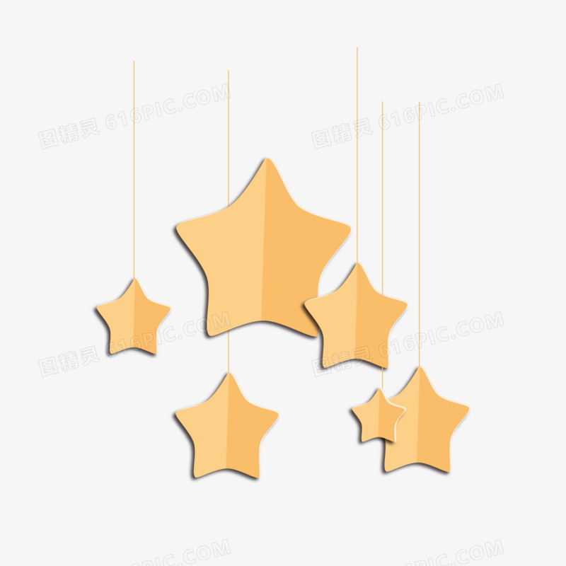 精致黄色折纸风格星星元素