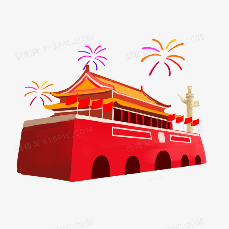 手绘天安门素材
