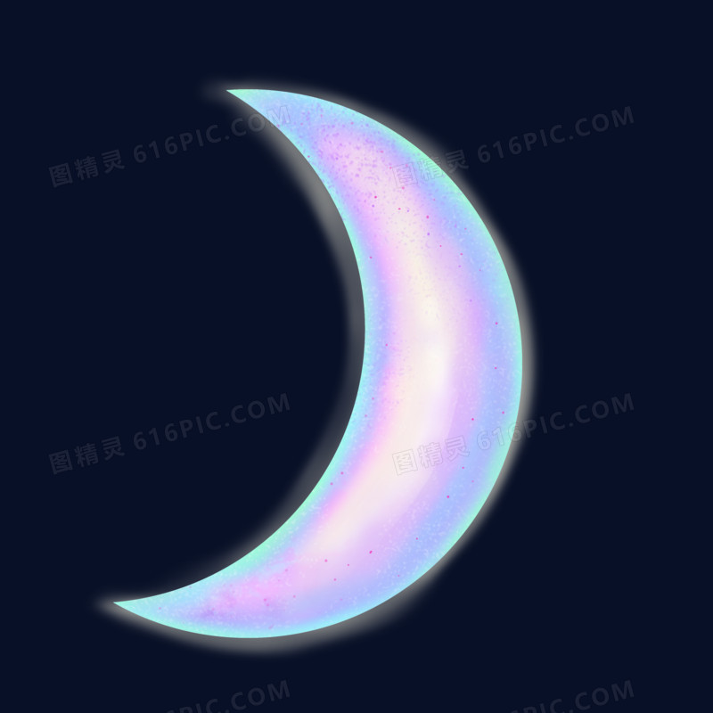 紫色梦幻半月亮插画设计