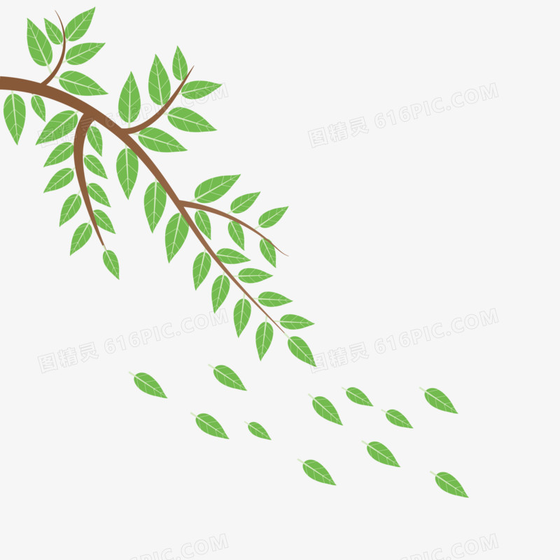 清新绿色植物树枝树叶矢量png免抠素材