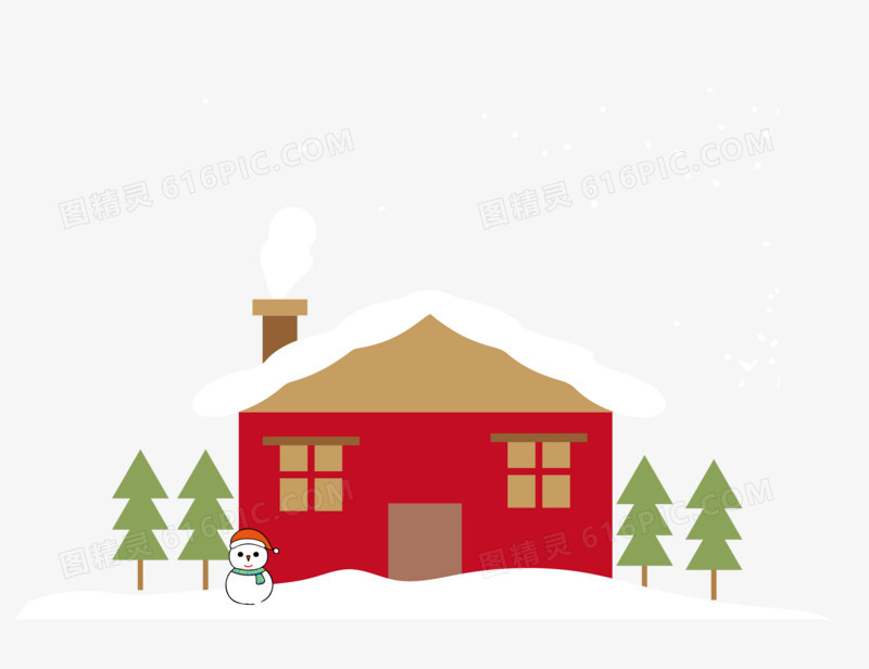 手绘冬季雪屋矢量图插画元素