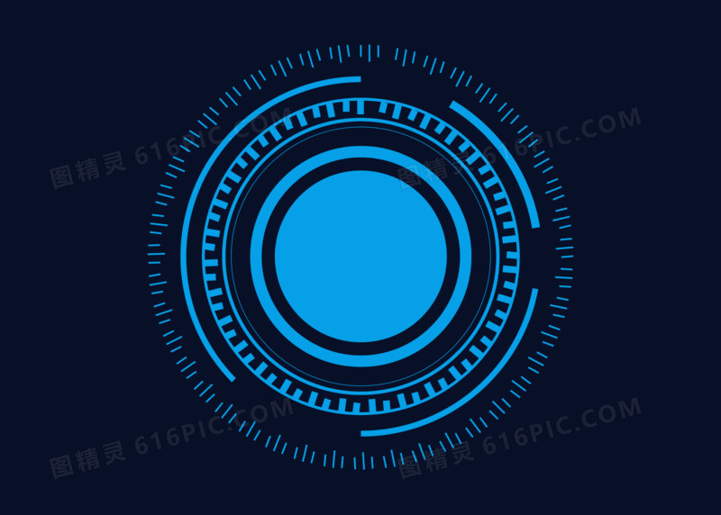 圆形蓝色科技感边框手绘设计