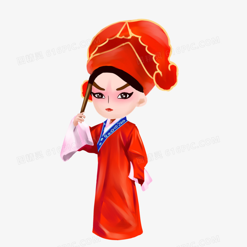 手绘唱戏人物书生相公素材