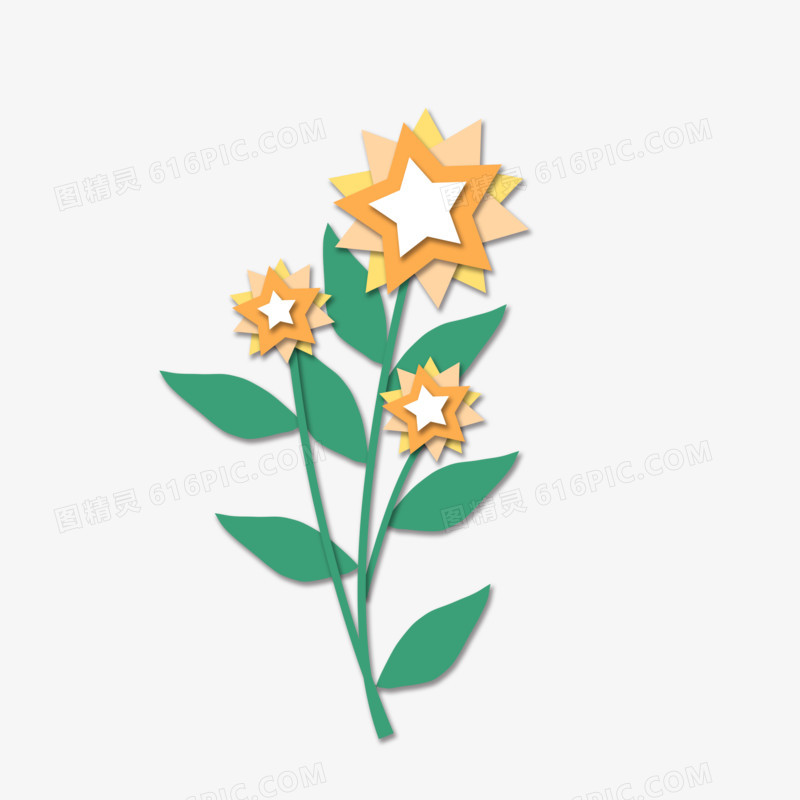 矢量花朵植物剪纸效果免抠元素分享
