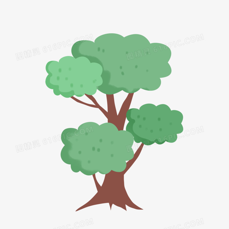 矢量手绘卡通绿色树木免抠元素下载