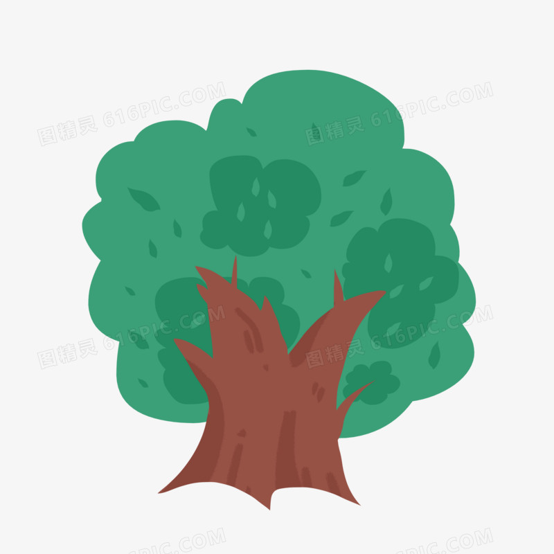 卡通手绘绿色树木原创免抠植物元素
