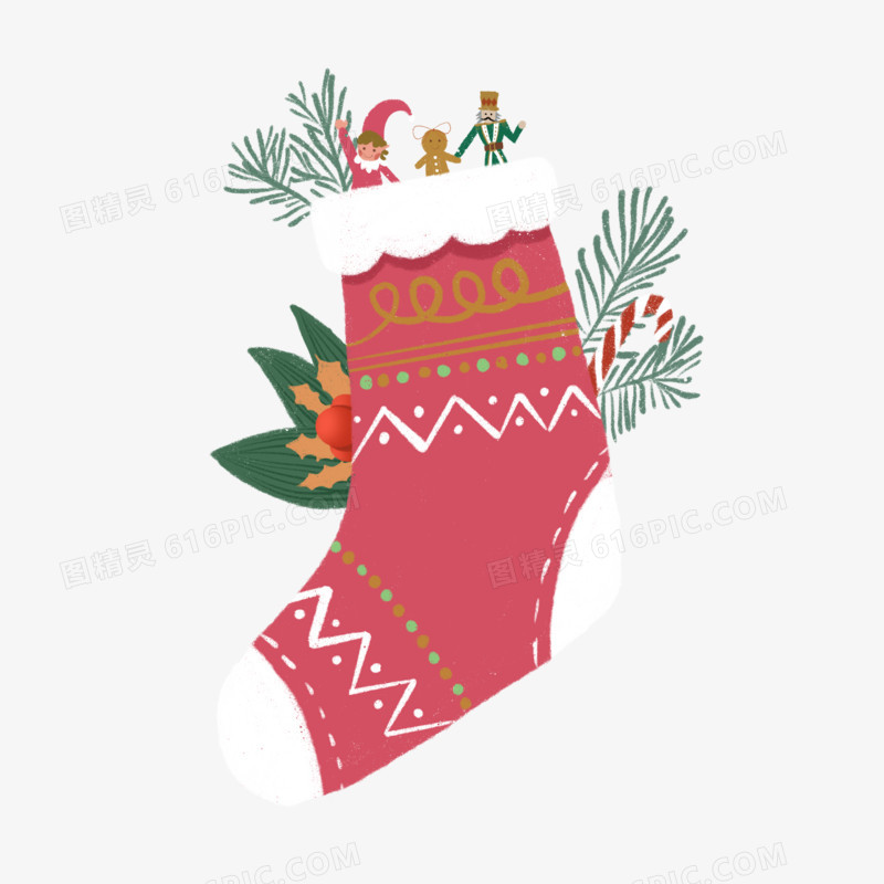 原创免扣卡通圣诞节袜子元素
