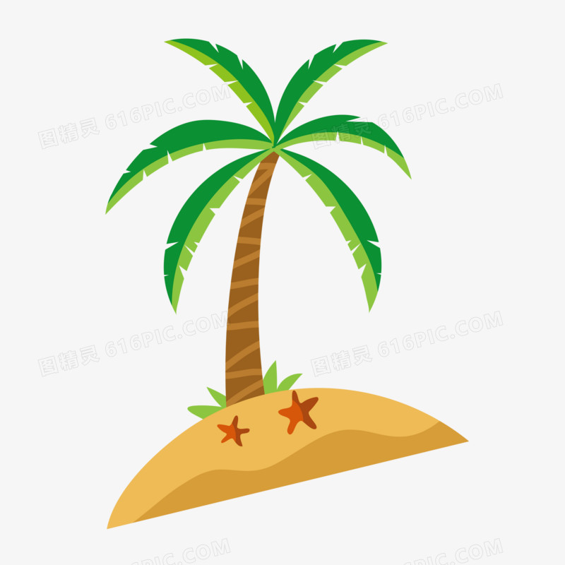 ai矢量夏季绿色植物椰子树椰子png免抠