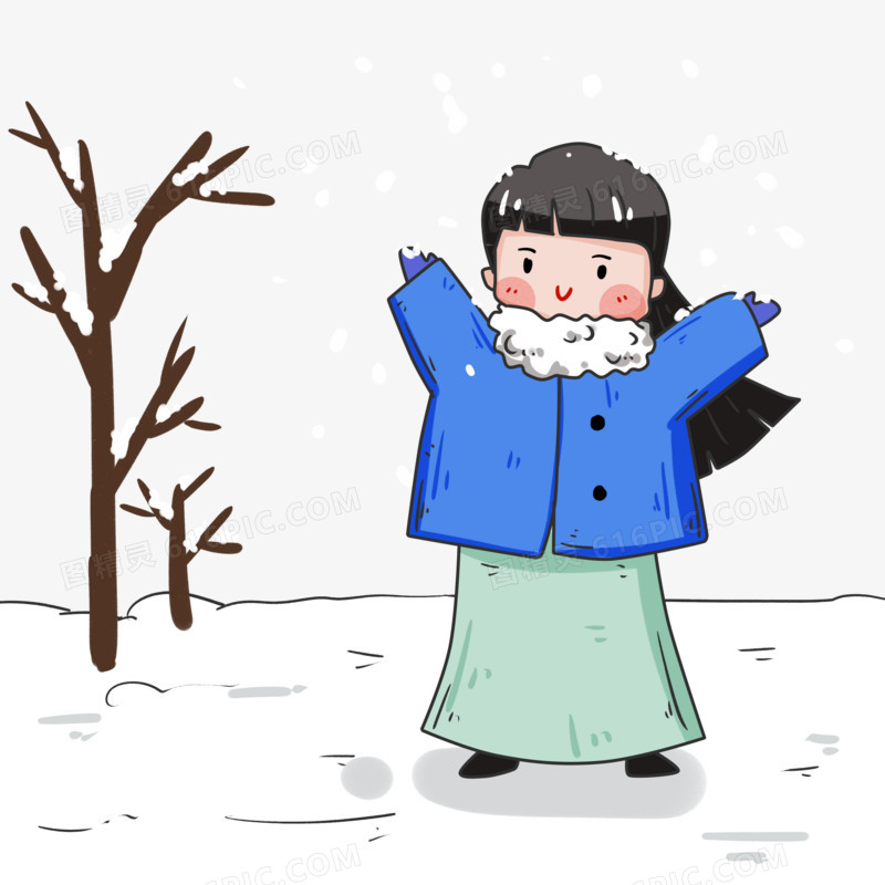 雪地欢呼冬季女孩