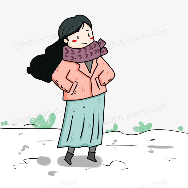 穿长裙的冬季少女