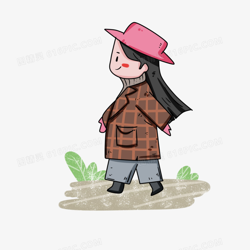 行走的冬季复古少女
