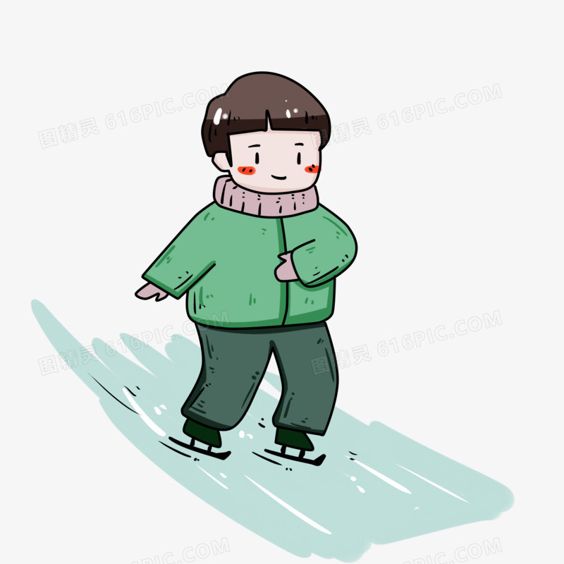 溜冰冬季男孩插画