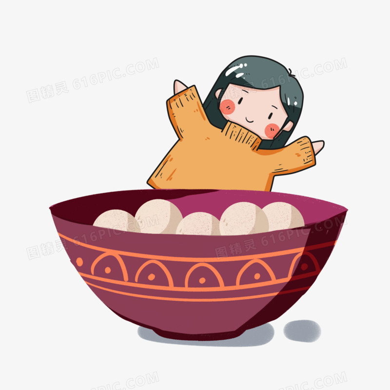 冬至吃汤圆女孩 
